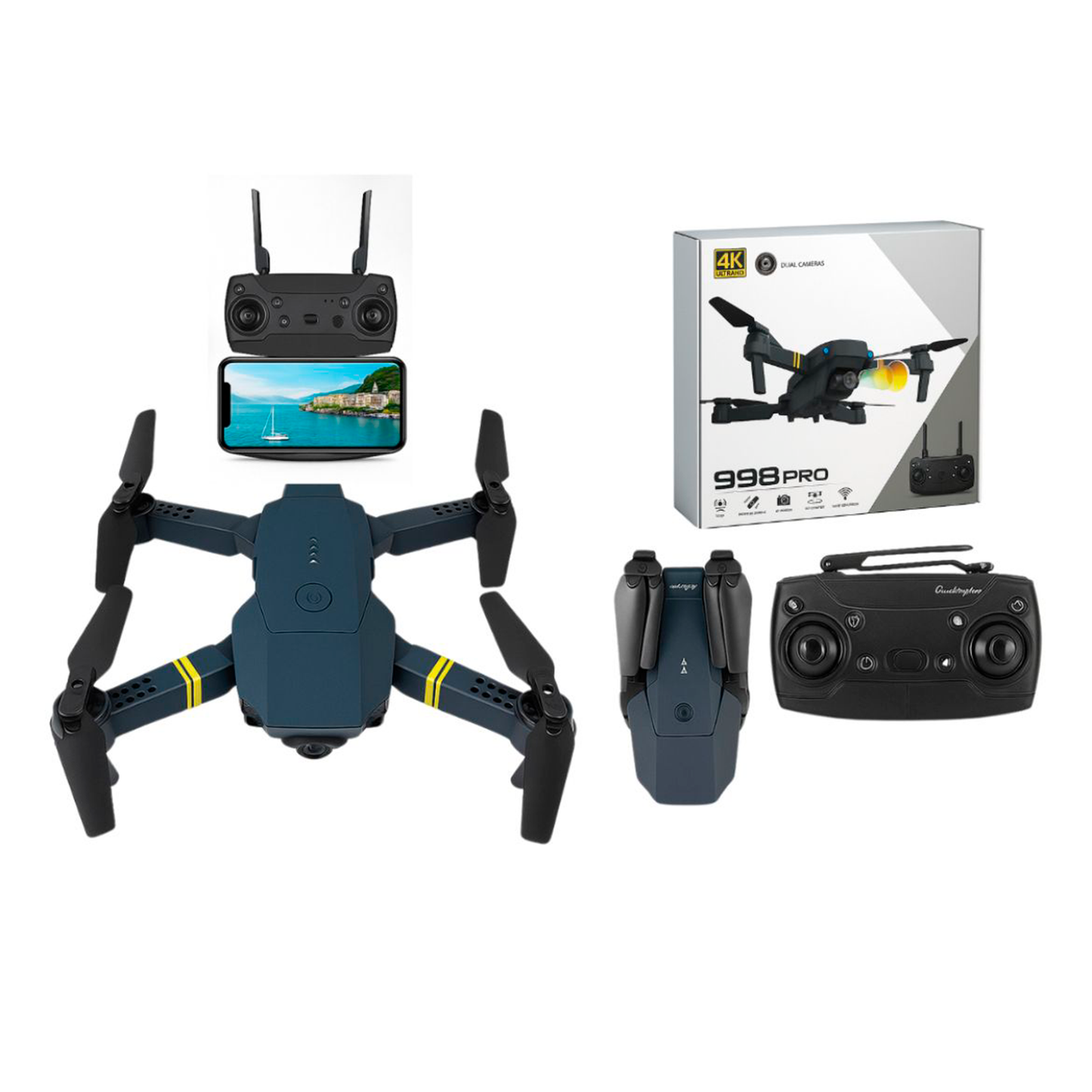 Drone 4k Profesional Cámara Wifi 998 Pro Negro